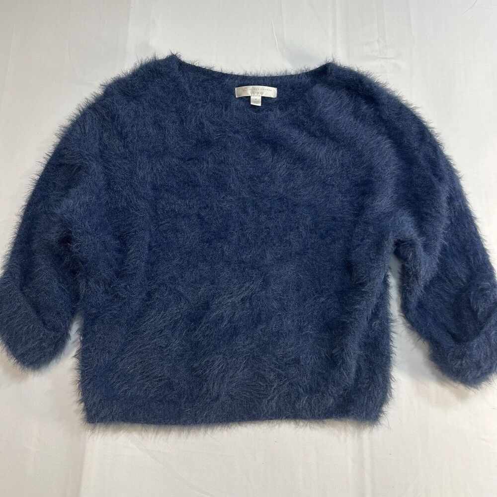 LC Lauren Conrad Runway Blue Fuzzy Eyelash Knit Sweater Women's Medium M Soft
